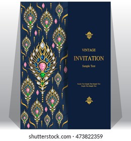 Wedding invitation or card with abstract background. Islam, Arabic, Indian, Dubai.