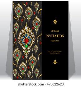 Wedding invitation or card with abstract background. Islam, Arabic, Indian, Dubai.