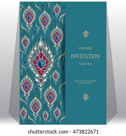 Wedding invitation or card with abstract background. Islam, Arabic, Indian, Dubai.