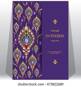 Wedding invitation or card with abstract background. Islam, Arabic, Indian, Dubai.
