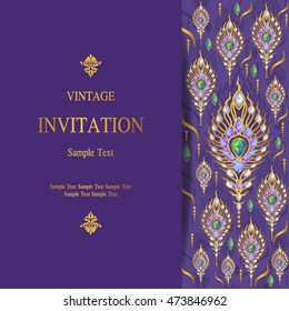Wedding invitation or card with abstract background. Islam, Arabic, Indian, Dubai.