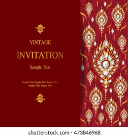 Wedding invitation or card with abstract background. Islam, Arabic, Indian, Dubai.