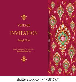 Wedding invitation or card with abstract background. Islam, Arabic, Indian, Dubai.