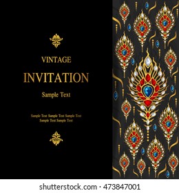 Wedding invitation or card with abstract background. Islam, Arabic, Indian, Dubai.