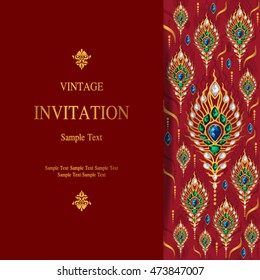 Wedding invitation or card with abstract background. Islam, Arabic, Indian, Dubai.