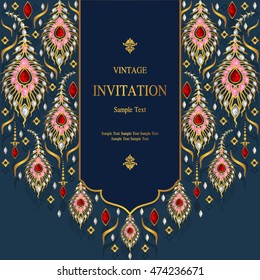 Wedding invitation or card with abstract background. Islam, Arabic, Indian, Dubai.