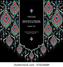 Wedding invitation or card with abstract background. Islam, Arabic, Indian, Dubai.