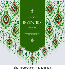 Wedding invitation or card with abstract background. Islam, Arabic, Indian, Dubai.