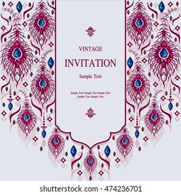 Wedding invitation or card with abstract background. Islam, Arabic, Indian, Dubai.