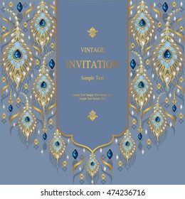 Wedding invitation or card with abstract background. Islam, Arabic, Indian, Dubai.