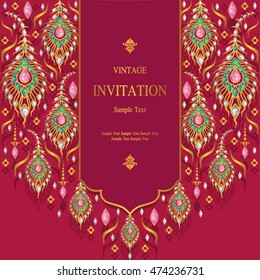 Invitación de Boda o tarjeta con fondo abstracto. Islam, árabe, indio, Dubai.