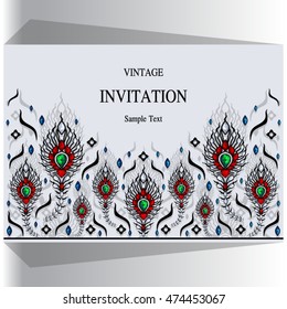 Wedding invitation or card with abstract background. Islam, Arabic, Indian, Dubai.