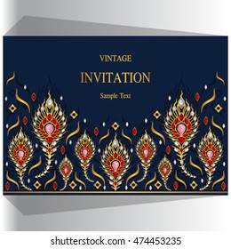 Wedding invitation or card with abstract background. Islam, Arabic, Indian, Dubai.