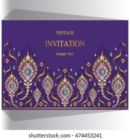 Wedding invitation or card with abstract background. Islam, Arabic, Indian, Dubai.