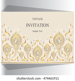 Wedding invitation or card with abstract background. Islam, Arabic, Indian, Dubai.