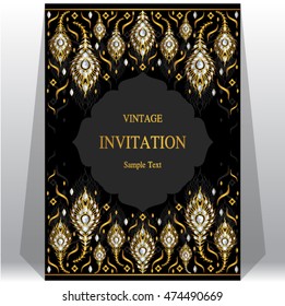 Wedding invitation or card with abstract background. Islam, Arabic, Indian, Dubai.