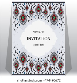 Wedding invitation or card with abstract background. Islam, Arabic, Indian, Dubai.