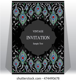 Wedding invitation or card with abstract background. Islam, Arabic, Indian, Dubai.