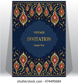 Wedding invitation or card with abstract background. Islam, Arabic, Indian, Dubai.