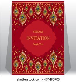 Wedding invitation or card with abstract background. Islam, Arabic, Indian, Dubai.