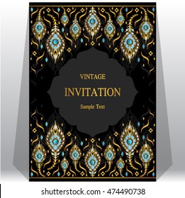 Wedding invitation or card with abstract background. Islam, Arabic, Indian, Dubai.