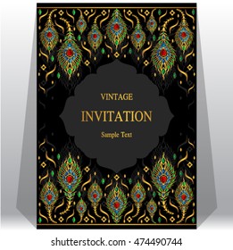 Wedding invitation or card with abstract background. Islam, Arabic, Indian, Dubai.