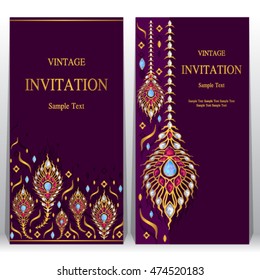 Wedding invitation or card with abstract background. Islam, Arabic, Indian, Dubai.
