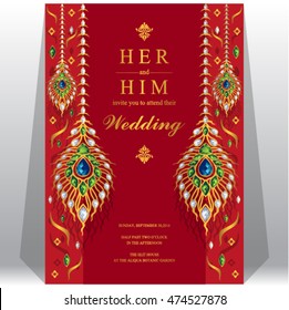 Wedding invitation or card with abstract background. Islam, Arabic, Indian, Dubai.
