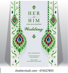 Wedding invitation or card with abstract background. Islam, Arabic, Indian, Dubai.