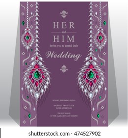 Wedding invitation or card with abstract background. Islam, Arabic, Indian, Dubai.