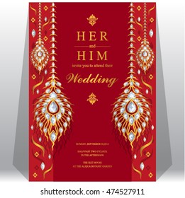 Wedding invitation or card with abstract background. Islam, Arabic, Indian, Dubai.