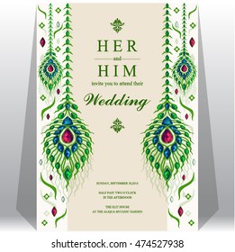 Wedding invitation or card with abstract background. Islam, Arabic, Indian, Dubai.