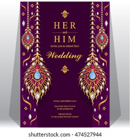 Wedding invitation or card with abstract background. Islam, Arabic, Indian, Dubai.
