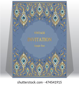 Wedding invitation or card with abstract background. Islam, Arabic, Indian, Dubai.