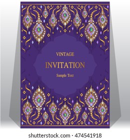 Wedding invitation or card with abstract background. Islam, Arabic, Indian, Dubai.