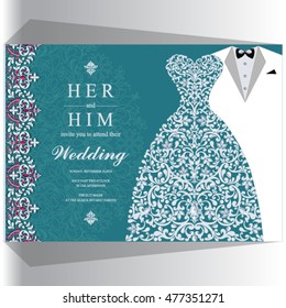 Wedding invitation or card with abstract background. Islam, Arabic, Indian.