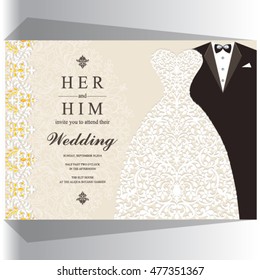Wedding invitation or card with abstract background. Islam, Arabic, Indian.