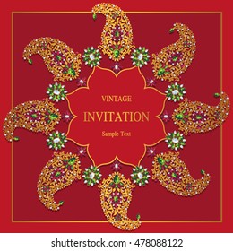 Wedding invitation or card with abstract background. Islam, Arabic, Indian, Dubai.