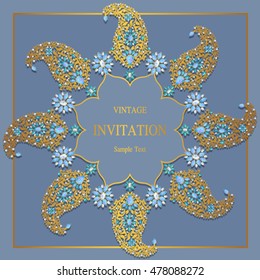 Wedding invitation or card with abstract background. Islam, Arabic, Indian, Dubai.