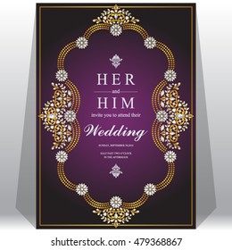Wedding invitation or card with abstract background. 
