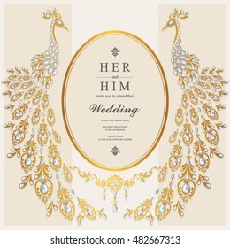 Wedding invitation or card with abstract background. Islam, Arabic, Indian, Dubai.