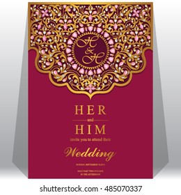 Wedding invitation or card with abstract background.
