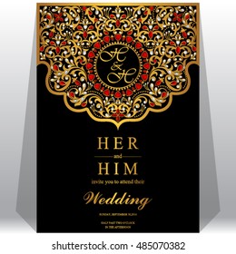 Wedding invitation or card with abstract background.