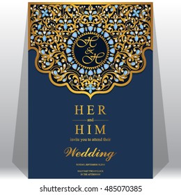 Wedding invitation or card with abstract background.
