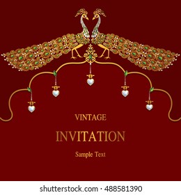 Wedding invitation or card with abstract background.