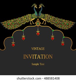 Wedding invitation or card with abstract background.