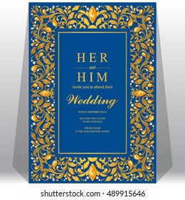 Wedding invitation or card with abstract background. 