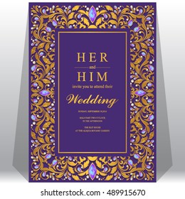 Wedding invitation or card with abstract background. 