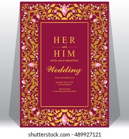 Wedding invitation or card with abstract background.