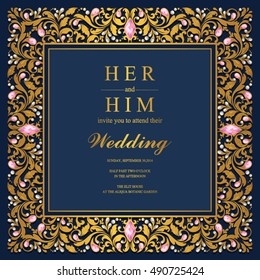 Wedding invitation or card with abstract background.
